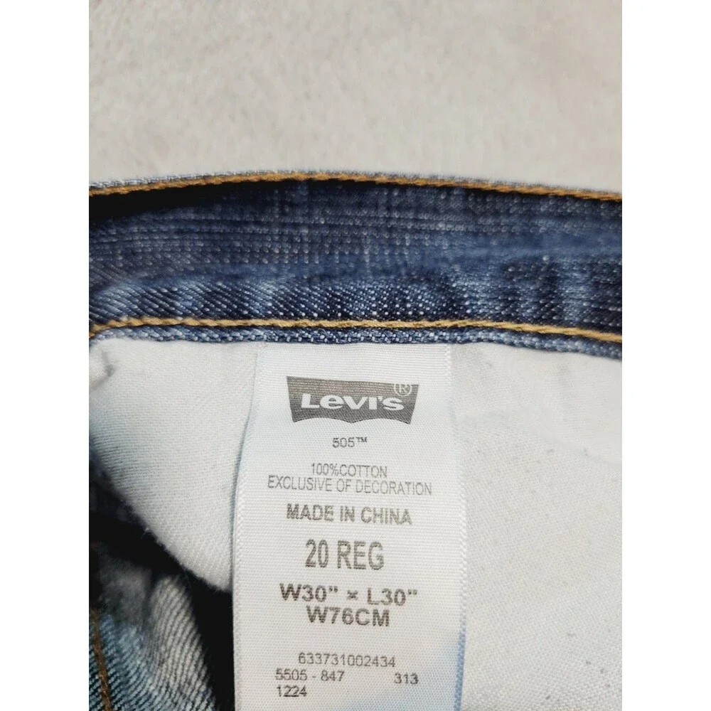 Levi's 505 Regular Fit Straight Leg Denim Jeans Dark Blue Wash Size 30x30